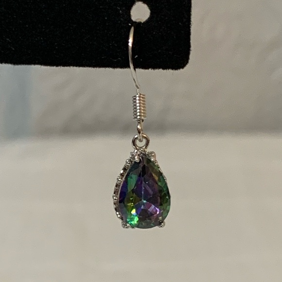 925 Silver Plated Rainbow Zircon Earrings - Picture 3 of 6